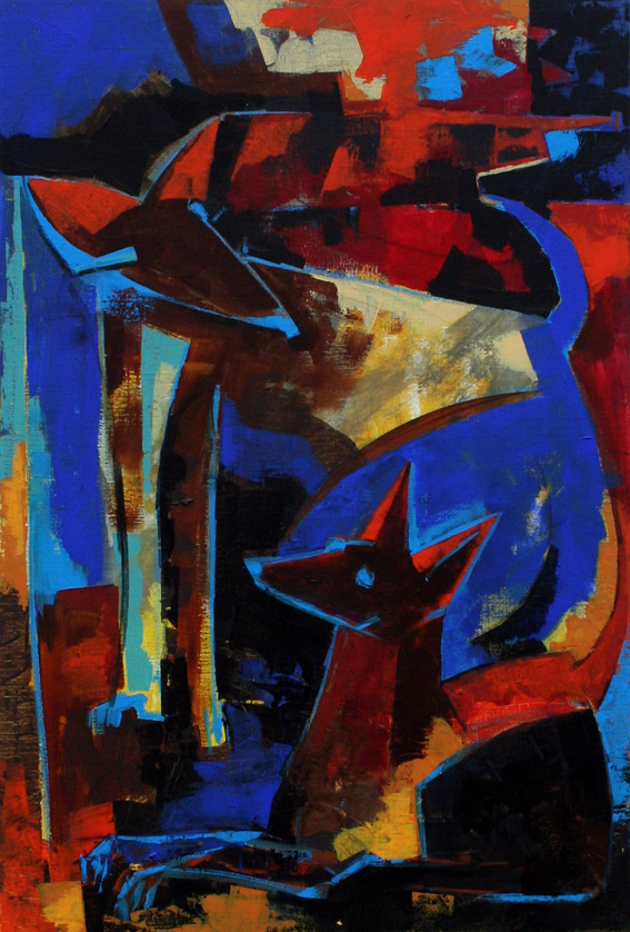 pareja de perros   54x81 cm    acrÃ­lico/lienzo        2015